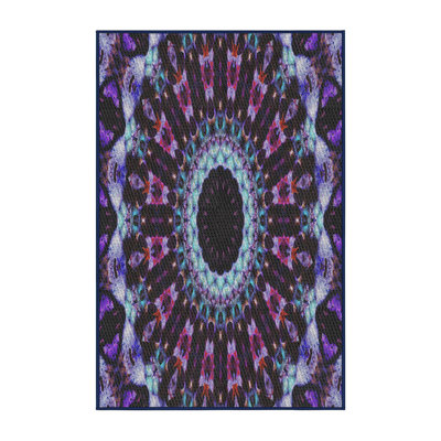 Laine tissée à la machine de style oriental et polyester mauve/bleu Tapis décoratif