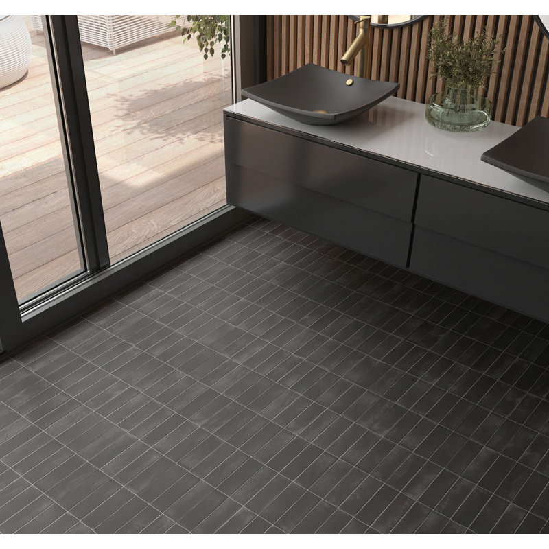 Coco Living 2 in. x 6 in. Porcelain Zellige Wall and Floor Tile (Matte), Black Matte