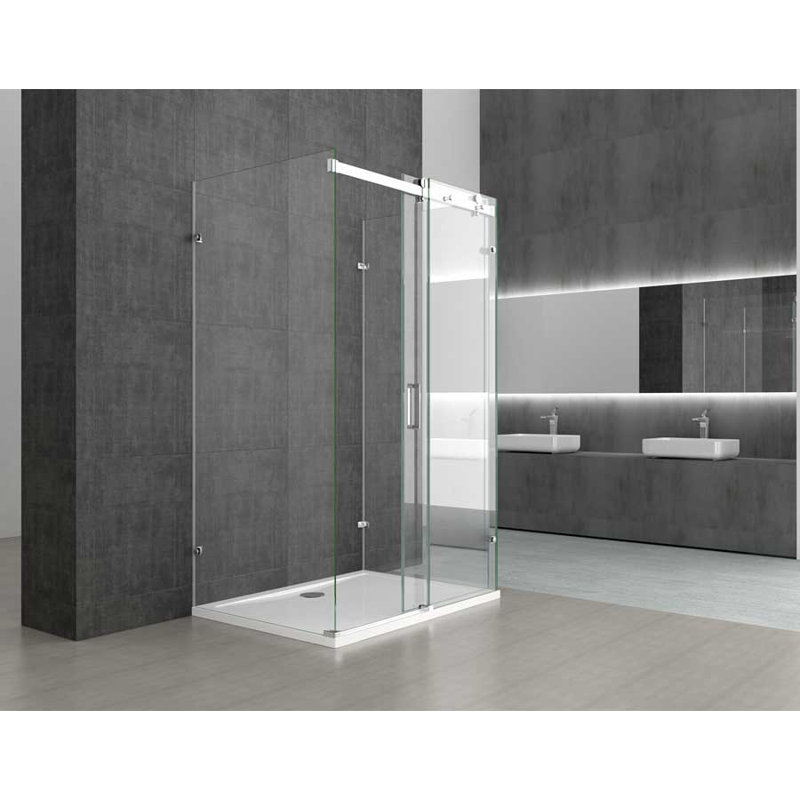  U Shape Framless Shower Enclosure - Sliding Door & 2x Side Screen - 8mm Safety Clear Glass (1400 x 1000mm)