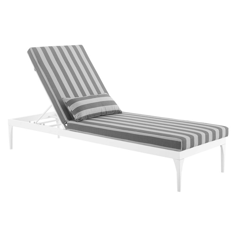 Modway Perspective Cushion Outdoor Patio Chaise Lounge Chair, White Striped Gray