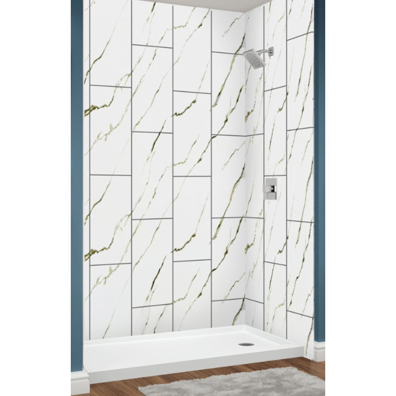 Calcutta Gold Walls with 12 x 24 Vertical Tile 60" x 36" x 96"