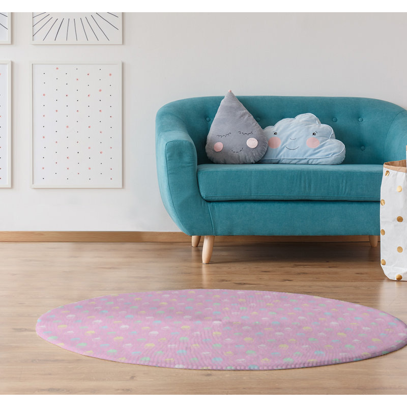 Tapis de zone rose petits gâteaux classic, Rond 5 pi