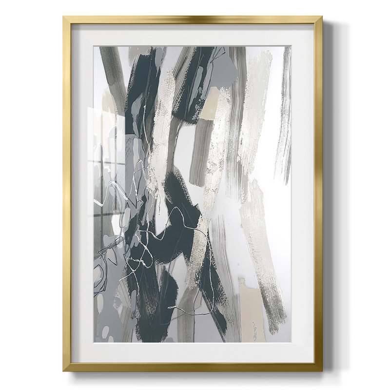Slate Search I - Matted and Framed Under Glass, Coastal Wall Art for Living Room, 25.5" H x 17.5" W, Gold