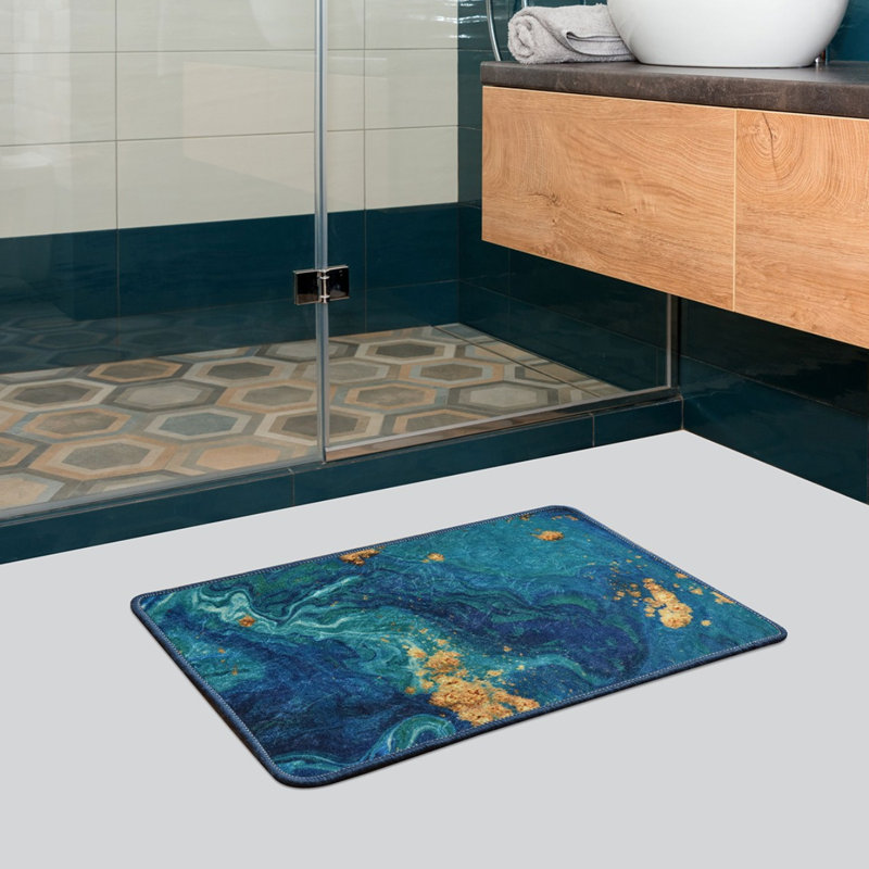 Tapis de bain antidérapant 100% polyester, 15,8 po x 23,6 po | Antiallergique, anti-poussière et anti-taches, 20,5 oz / m² | Lavable à la machine, facile d'entretien | Idéal pour les salles de bain, design élégant et fonctionnel