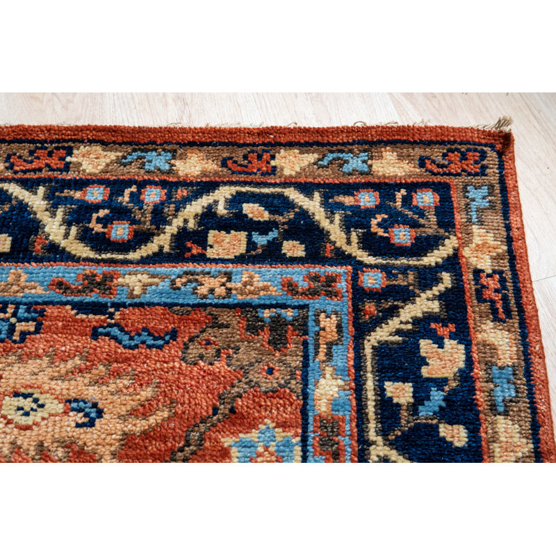 Elegant Traditional Rust Hand Knotted Wool Rug, Rectangle 9' x 12'