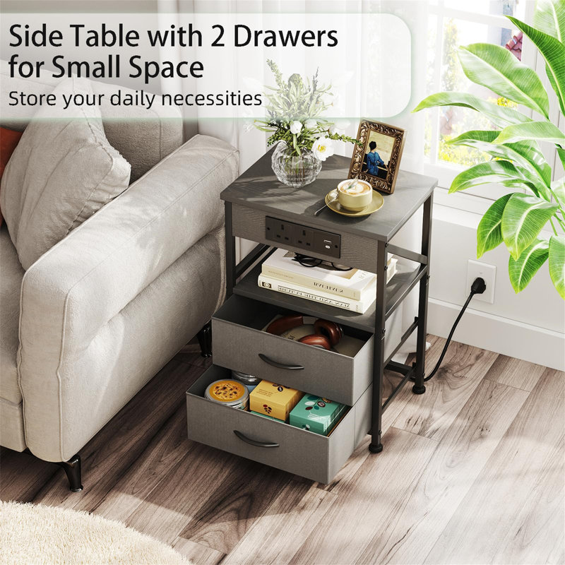 42cm W Metal Bedside Table