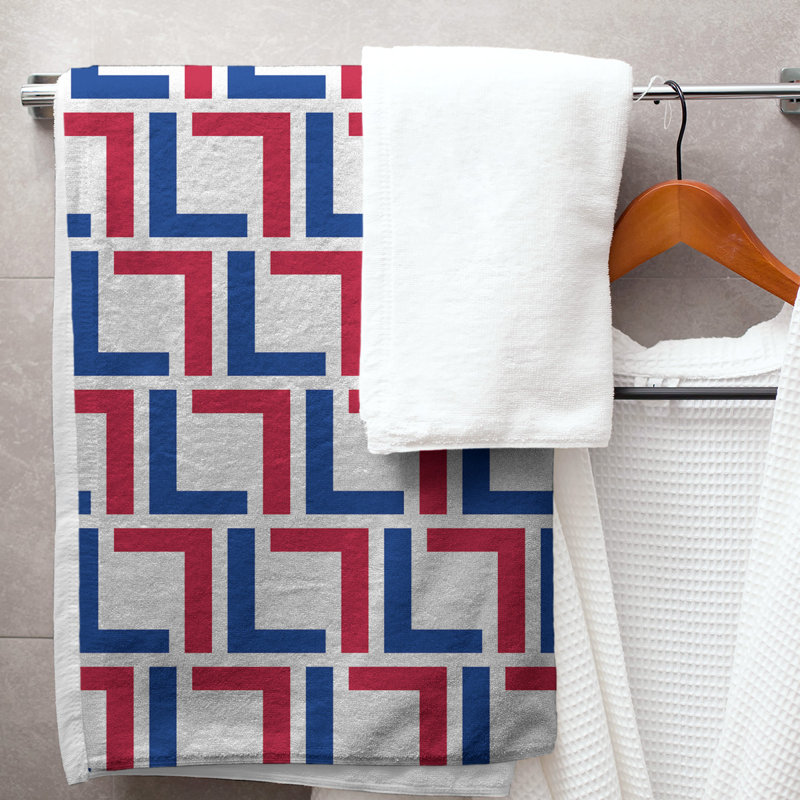 Serviette de bain, White/Blue/Red