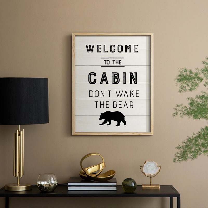 «Welcome to the Cabin», reproduction encadrée en bois massif, H 15 po x l 12 po, Naturel