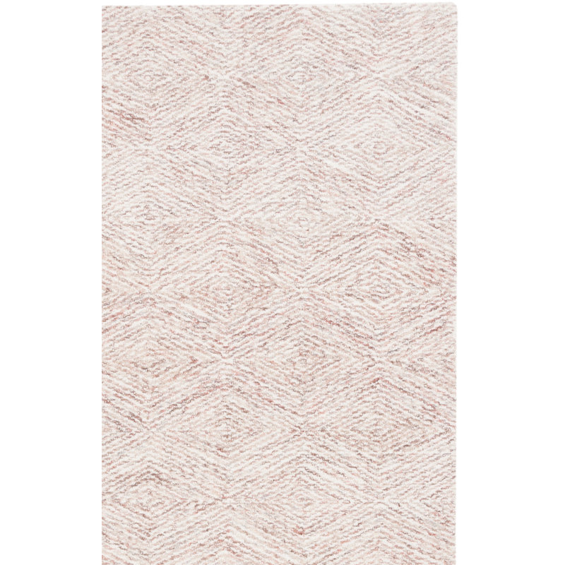 Starleen Hand Tufted Wool/Cotton Geometric Rug in Rust/Beige, Runner 2'3" x 9'