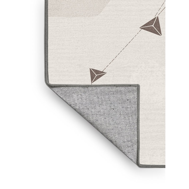 Tapis à motif géométrique gris lavable à la machine Orys, 7 x 10