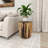 Ranier Brown Teak Wood Handmade Live Edge Tree Branch Side End Accent Table with Clear Glass Top