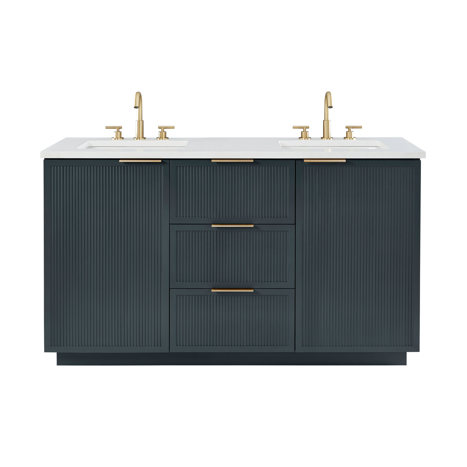 Aderyn 60" Double Vanity, Vintage Blue/Brushed Bronze