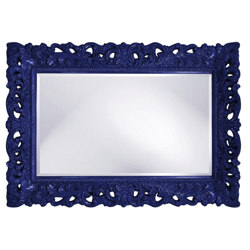 Miroir décoratif biseauté Luise, Bleu marine