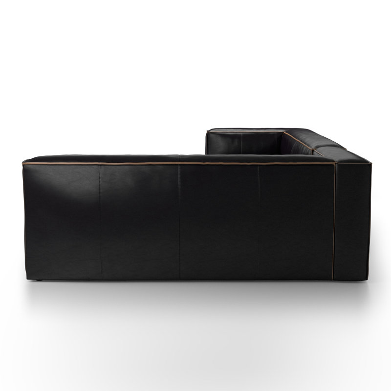 Strom 120" Leather Sectional, Left Hand Facing, Natural Washed Sand Top Grain Leather