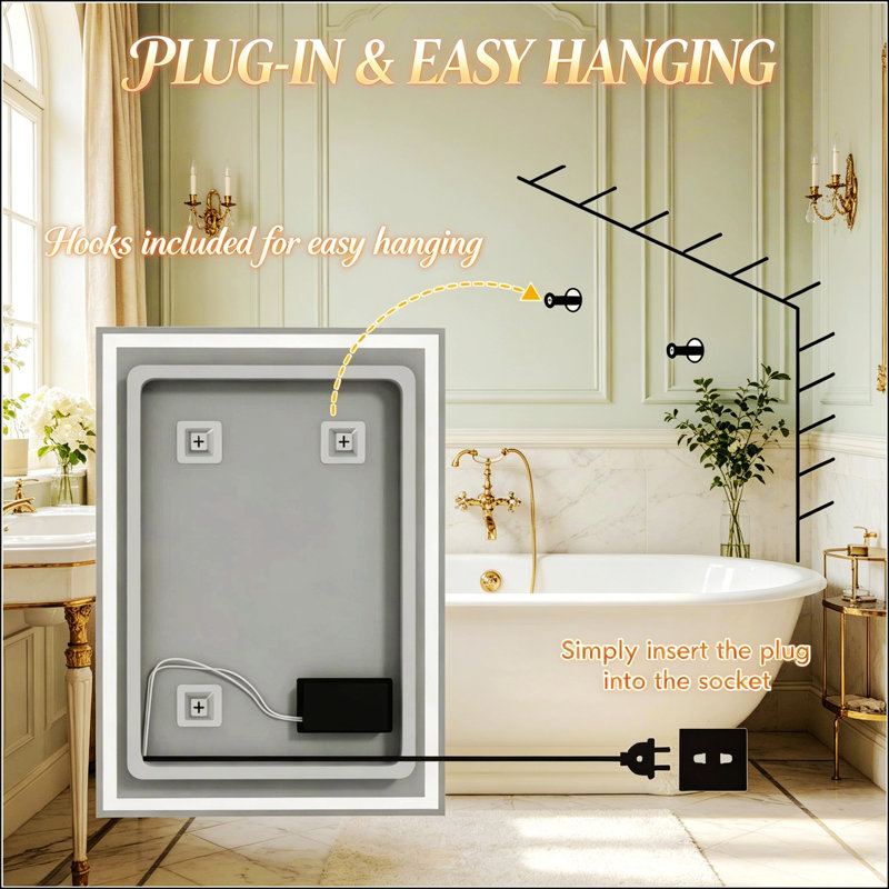 Miroir mural intelligent à DEL avec contrôle tactile et éclairage réglable pour un décor de meuble-lavabo moderne