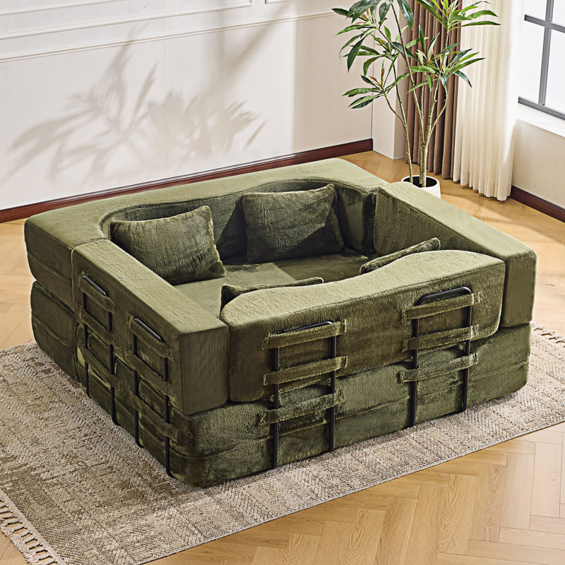 Folding Sofa Bed Convertible Sofa Bed, Green