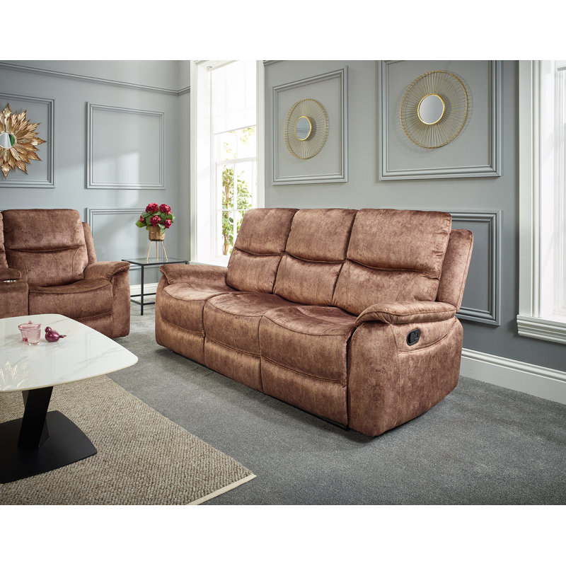 Anicet Reclining Sofa, Brown, 3 Seater