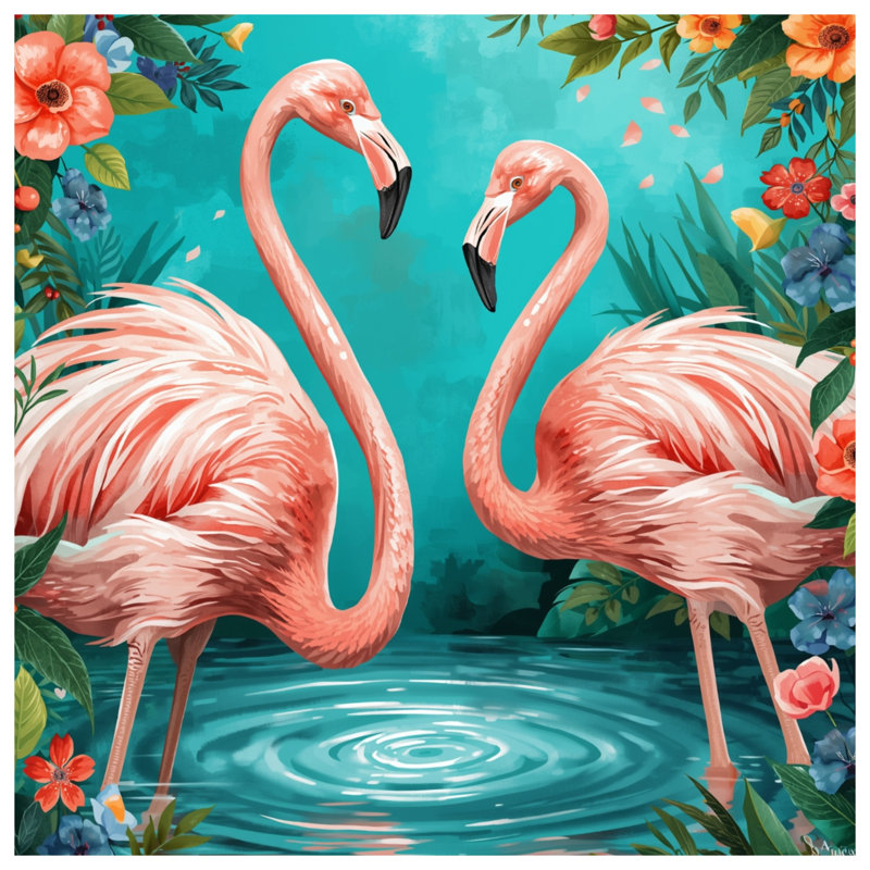 Pink Flamingos With Flowers Comforter, Twin Extra Long