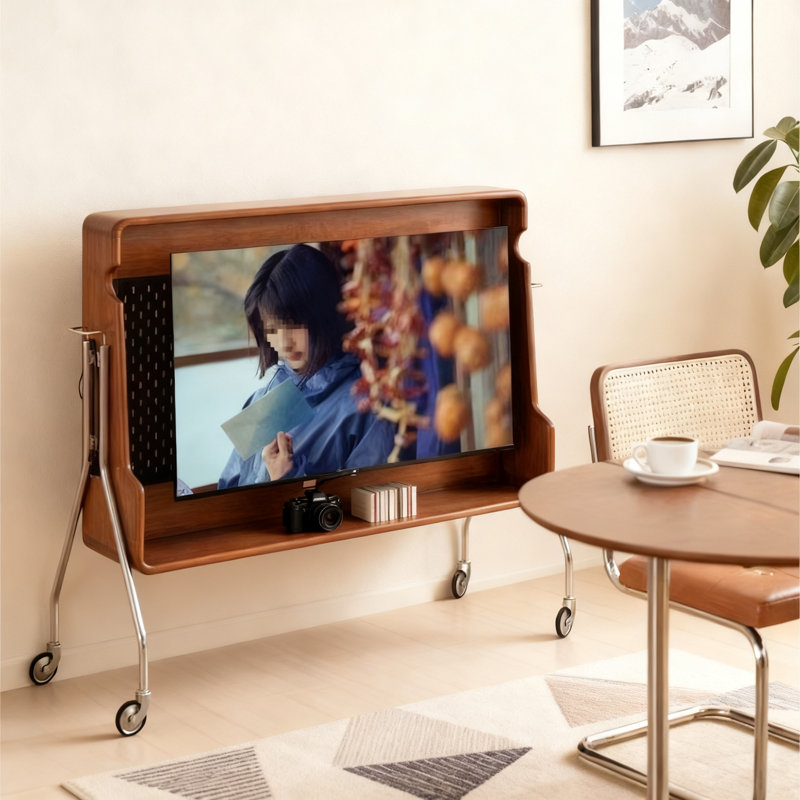 Meuble télé Mid-Century moderne, H 53 po x L 51,5 po x l 17,3 po