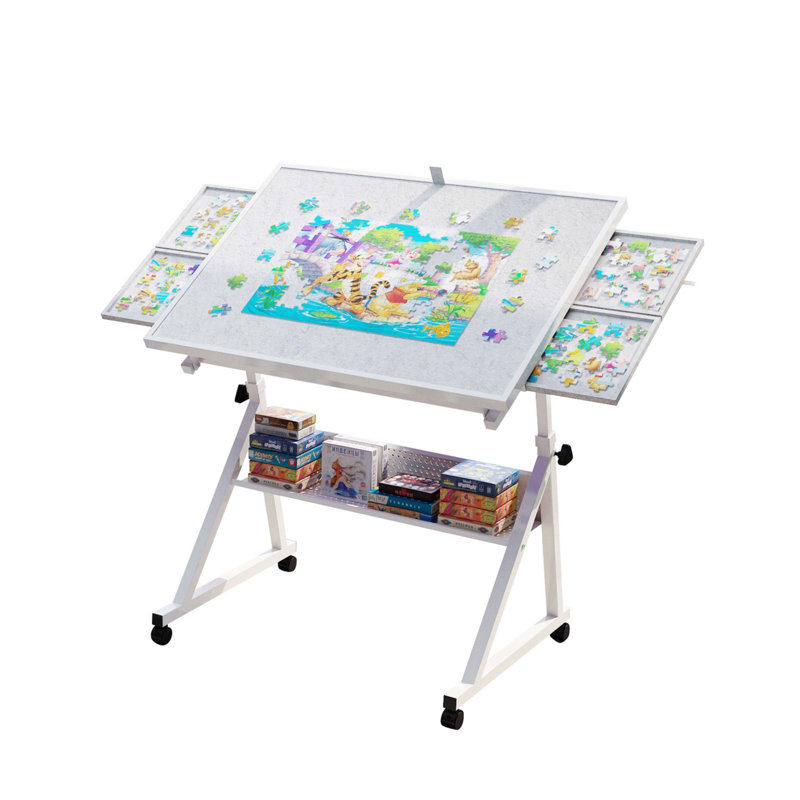 Tableau 1500 pièces en métal 1500 pièces pour 4 adultes avec 4 plateaux, Blanc