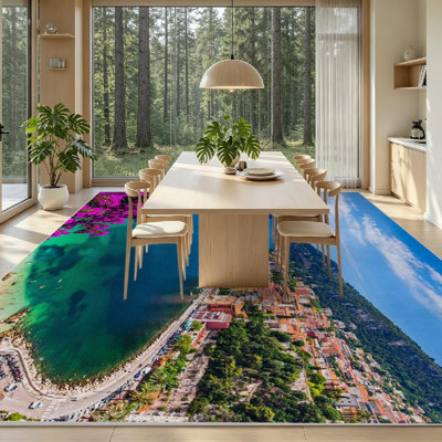Tapis transparent d'intérieur lavable à la machine, plage française, bord de mer, France