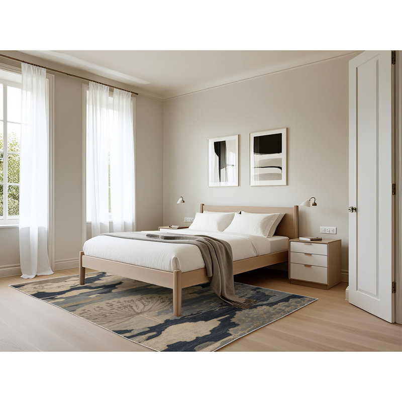 Tapis beige lavable à la machine, Rectangle 5 pi x 7 pi