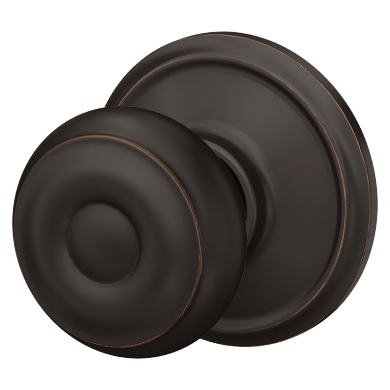 Georgian Passage Knob Hall and Closet Lock, Aged Bronze