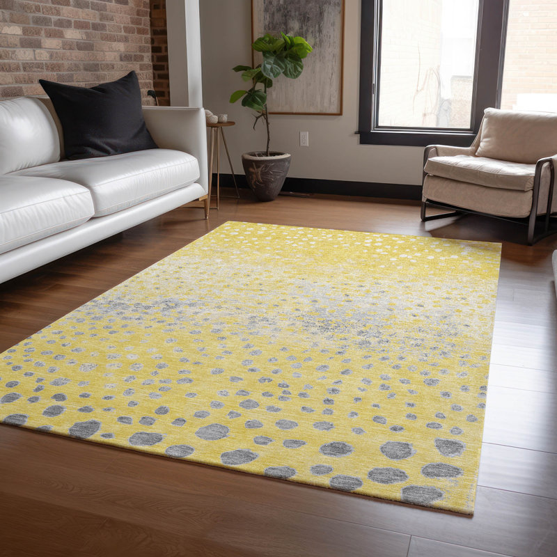 Tapis intérieur / extérieur doré Marilla, 9 pi x 12 pi