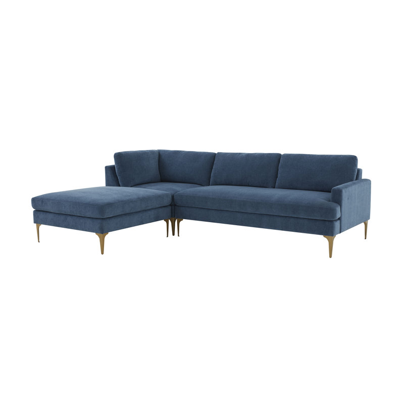 Velvet L-Shaped Sectional, Left Hand Facing, Cream