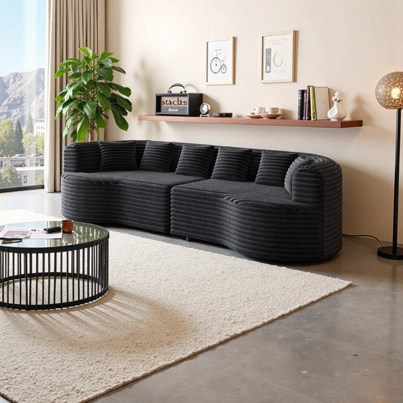 Canapé modulaire incurvé surdimensionné sans os Boneless, Noir
