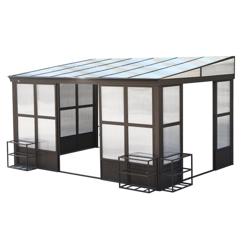 All Season 10x14ft - Outdoor Aluminum Construction With Detachable Pc Screens And Lockable Sliding Doors For Patio Lean To Gazebo Windows 2 Garden Deck