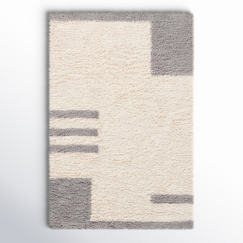 Tapis gris / ivoire Beamer Annajean, Rectangle 4 pi x 6 pi