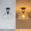Plafonnier semi-encastré à une lumière, style moderne du milieu du siècle, avec abat-jour en verre transparent cannelé.-695463054