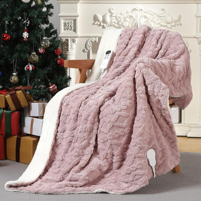 Jeté chauffant pour couverture chauffante, couverture chauffante en sherpa touffeté, jeté chauffant avec 6 niveaux de chauffage et 4 minuteries, couverture électrique lavable certifiée ETL, 50 po x 60 po