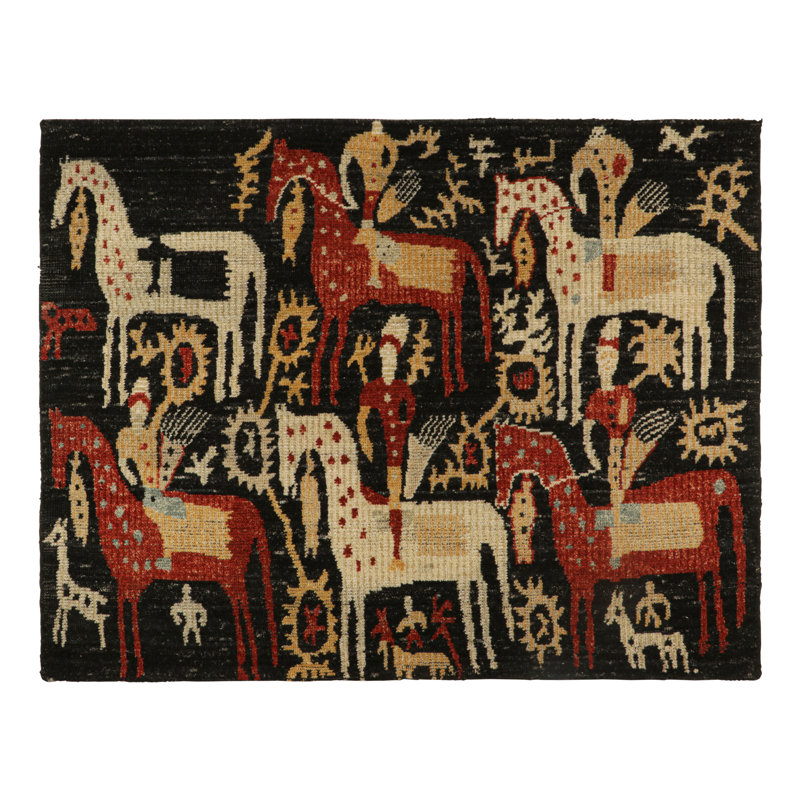 Burano Hand Knotted Wool Animal Print Area Rug, Rectangle 8' x 10'