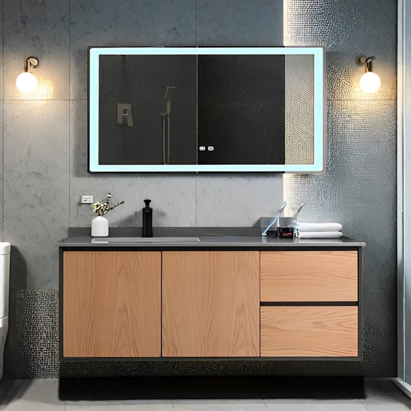 Modern simple rock plate bathroom cabinet, 19.68" H x 47.24" W x 21.65" D