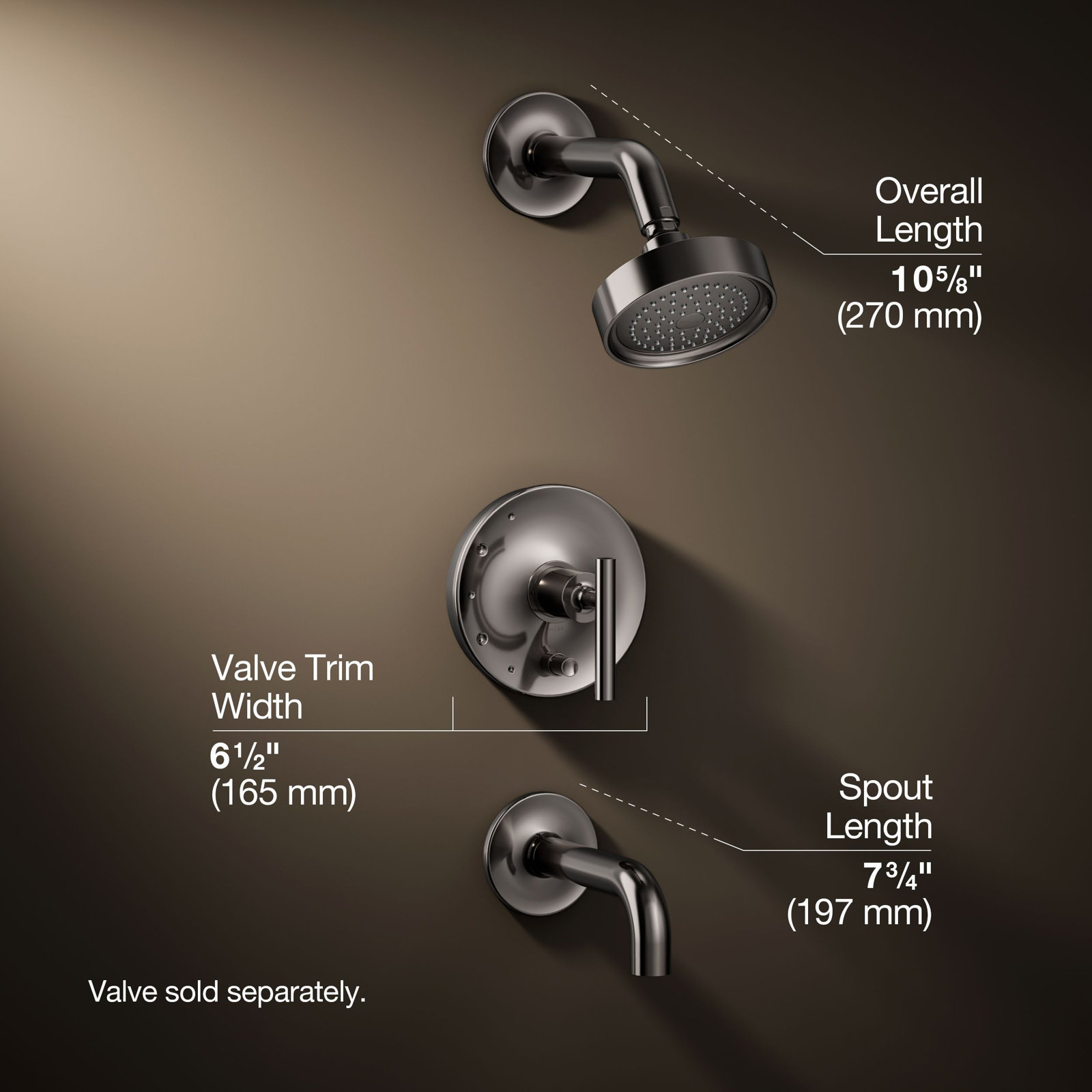 Purist Rite-Temp Pressure-Balancing Bath and Shower Faucet Trim with Push-Button Diverter, 7-3/4" Spout and Lever Handle, Valve Not Included