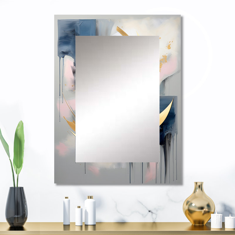 «Golden Whirls of serenity I», miroir mural doré grand, miroir décoratif doré, impression sur métal doré, 32 po x 24 po