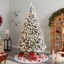 Sapin de Noël floqué avec lumières DEL-1816226955