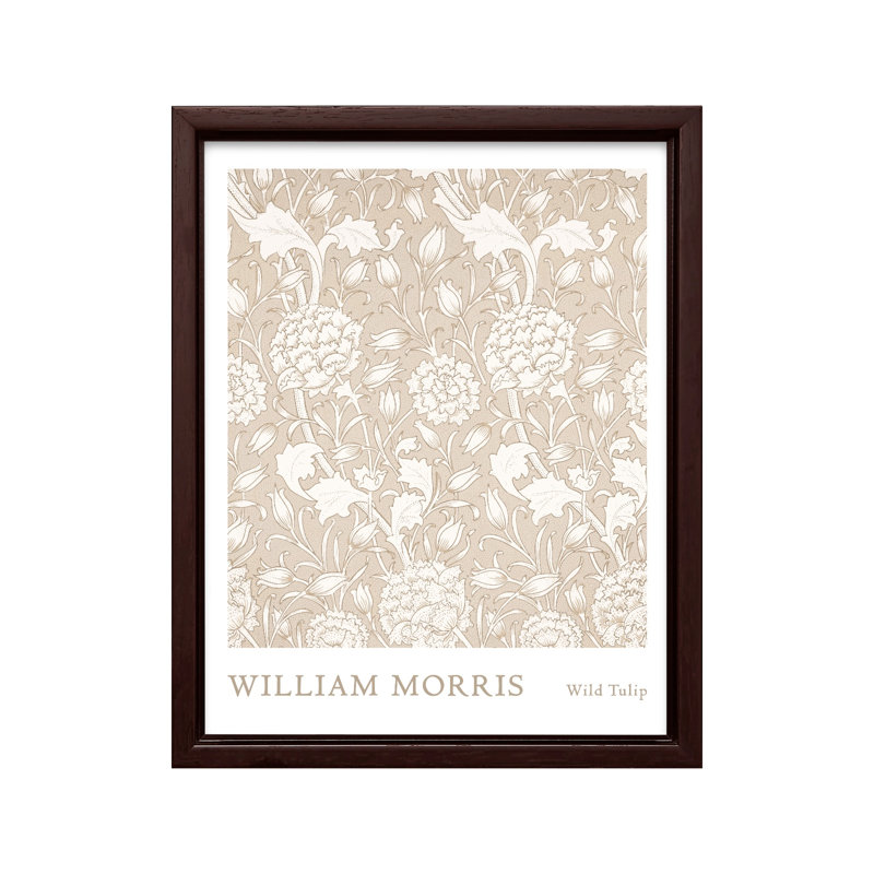 William Morris - tulipe sauvage No3, Canvas, 16"H x 20"W, Brown Framed