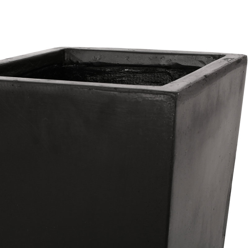 Black Cast Stone Outdoor Planter 13" X 32.5" - Functional Beauty 12.75" 31.75" In Weather, Black