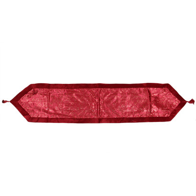 72" Glitter Swirl Christmas Table Runner with Velveteen Trim