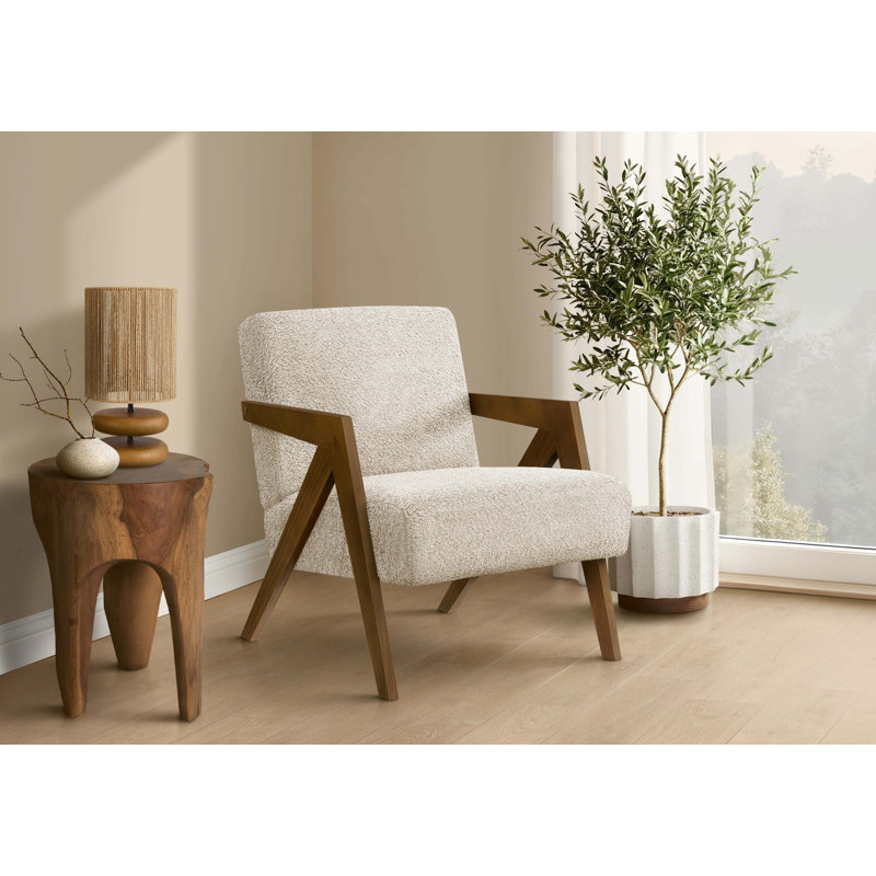 Chaise d'appoint rembourrée moderne Mid Century, Cream