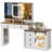 39" Oversized Makeup Mirror Vanity Table - Large Storage Side Cabinet With Tri-Color LED Smart Power Outlet-1041181768