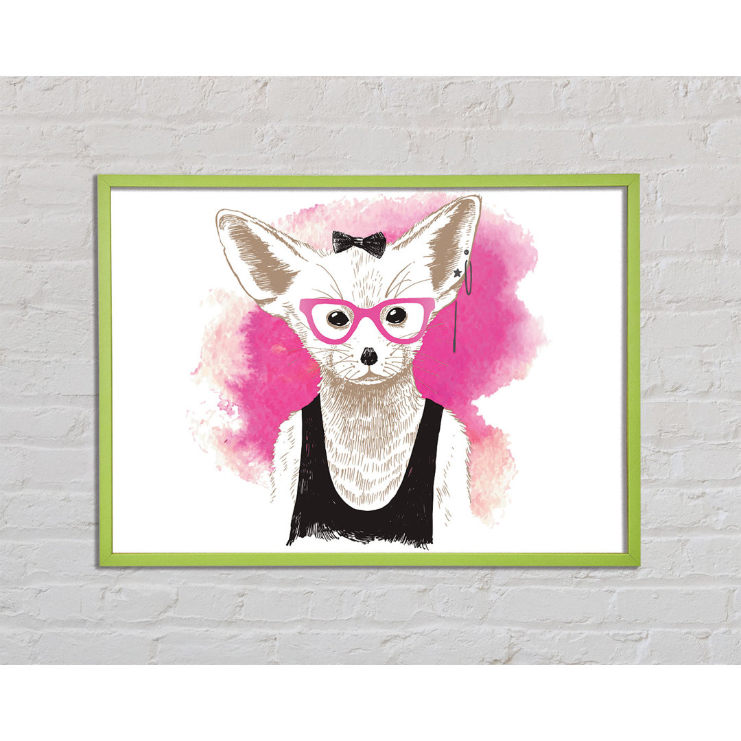 Gerahmtes Poster Biston Arctic Fox Bow Pink Glasses