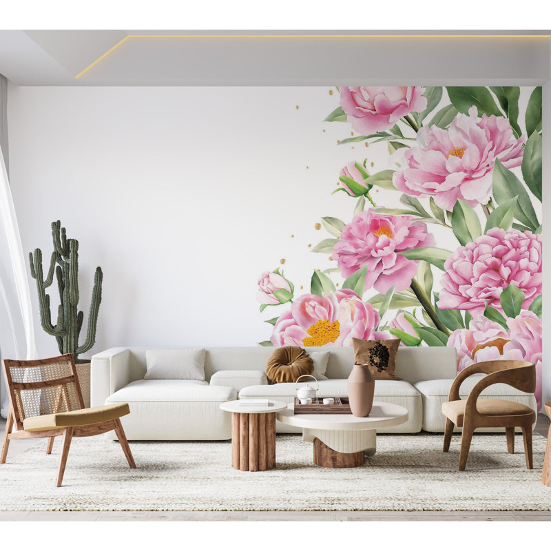 Papier peint de qualité supérieure - Élégance florale, L 108 po x l 150 po