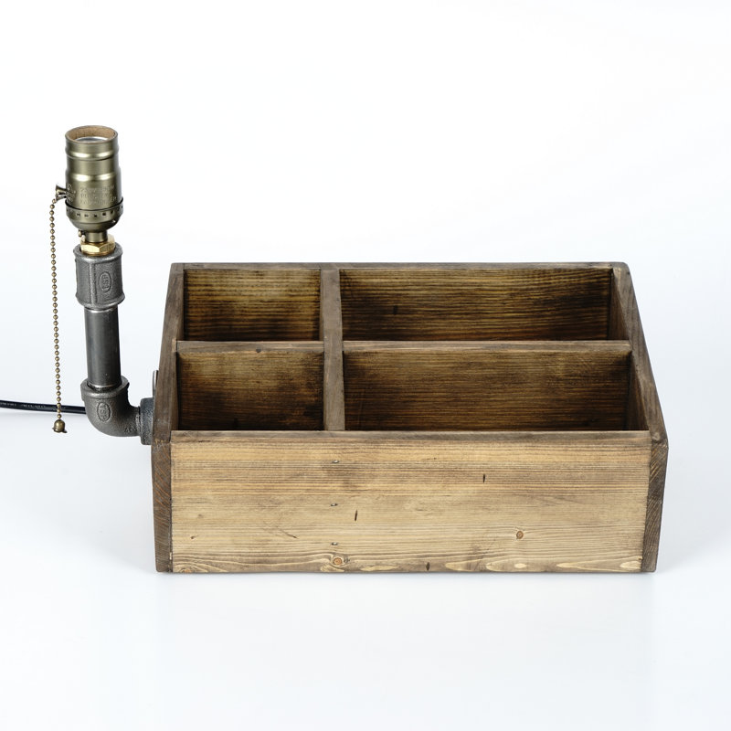 Lampe de table rustique, conception de tuyaux en fer noir, 13,8 x 4,7 x 5,9 pouces | Fabrication 100% fer, câble de 70,9 pouces avec interrupteur marche / arrêt | Douille E 27 | Parfait pour le décor de chalet et de chalet, solution d'éclairage nostalgique