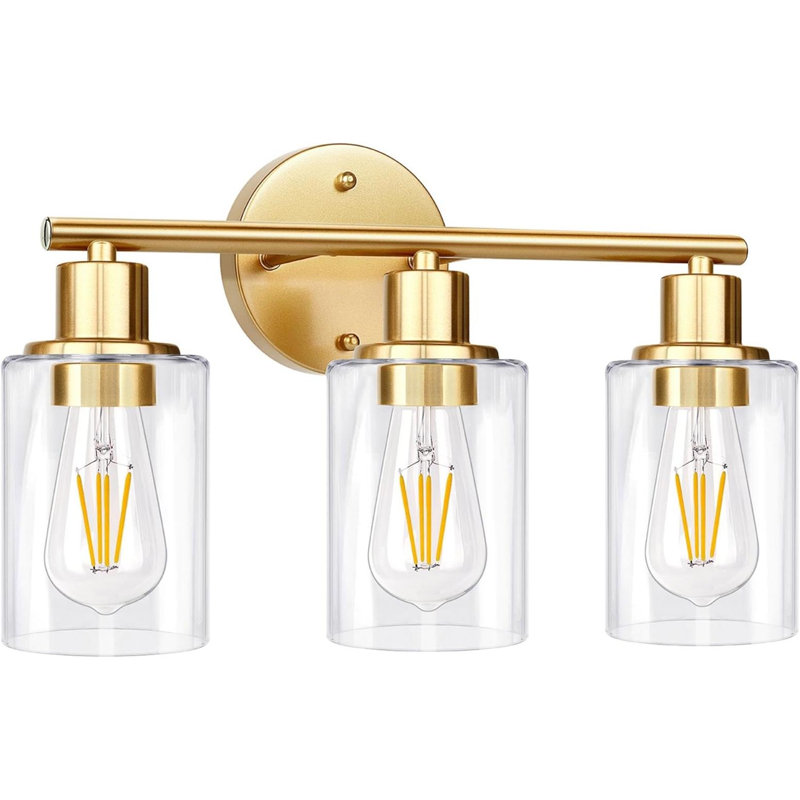 3-Light Gold Bathroom Light Fixtures