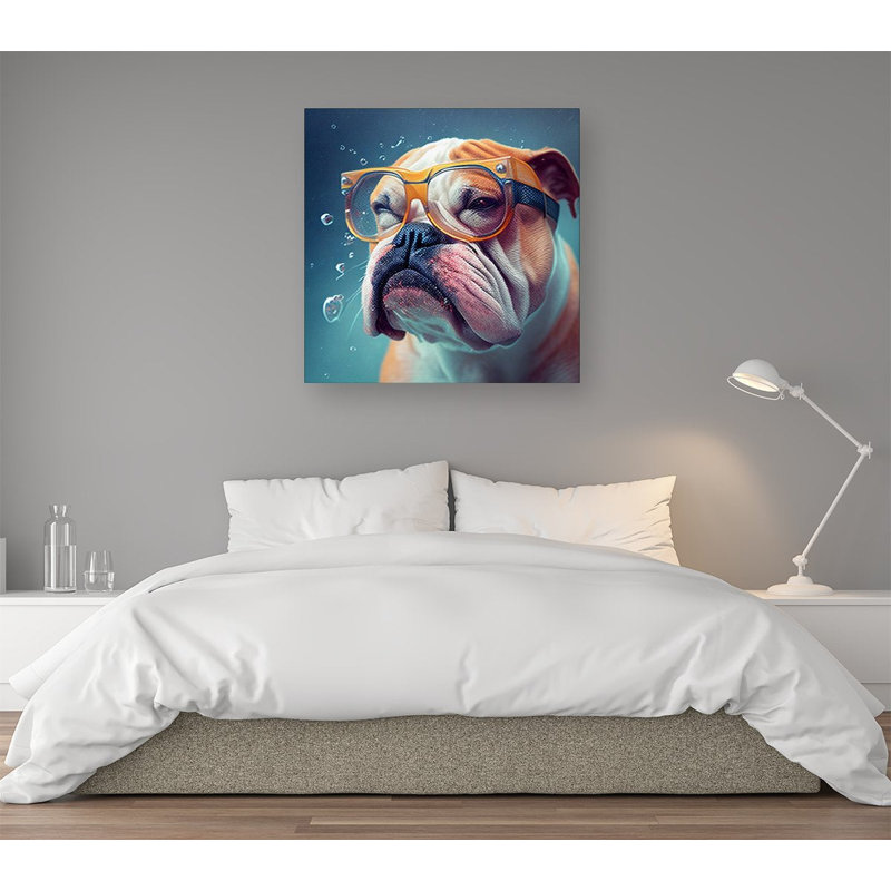 Bulldog With Glasses - Wrapped Canvas Print