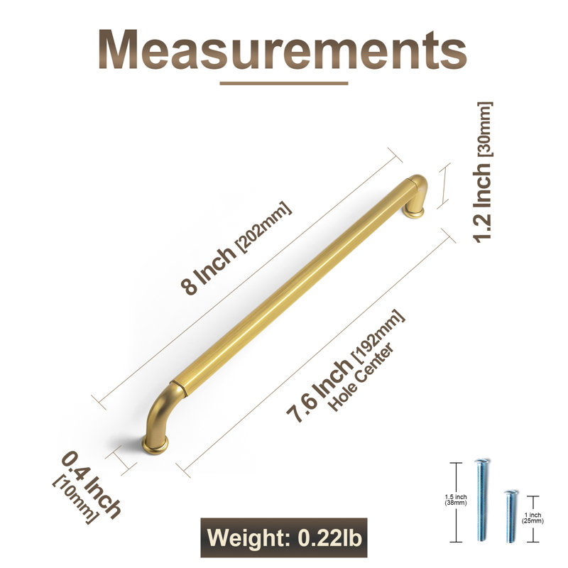Bar/Handle Pull Multipack, Brushed Gold, 7.6